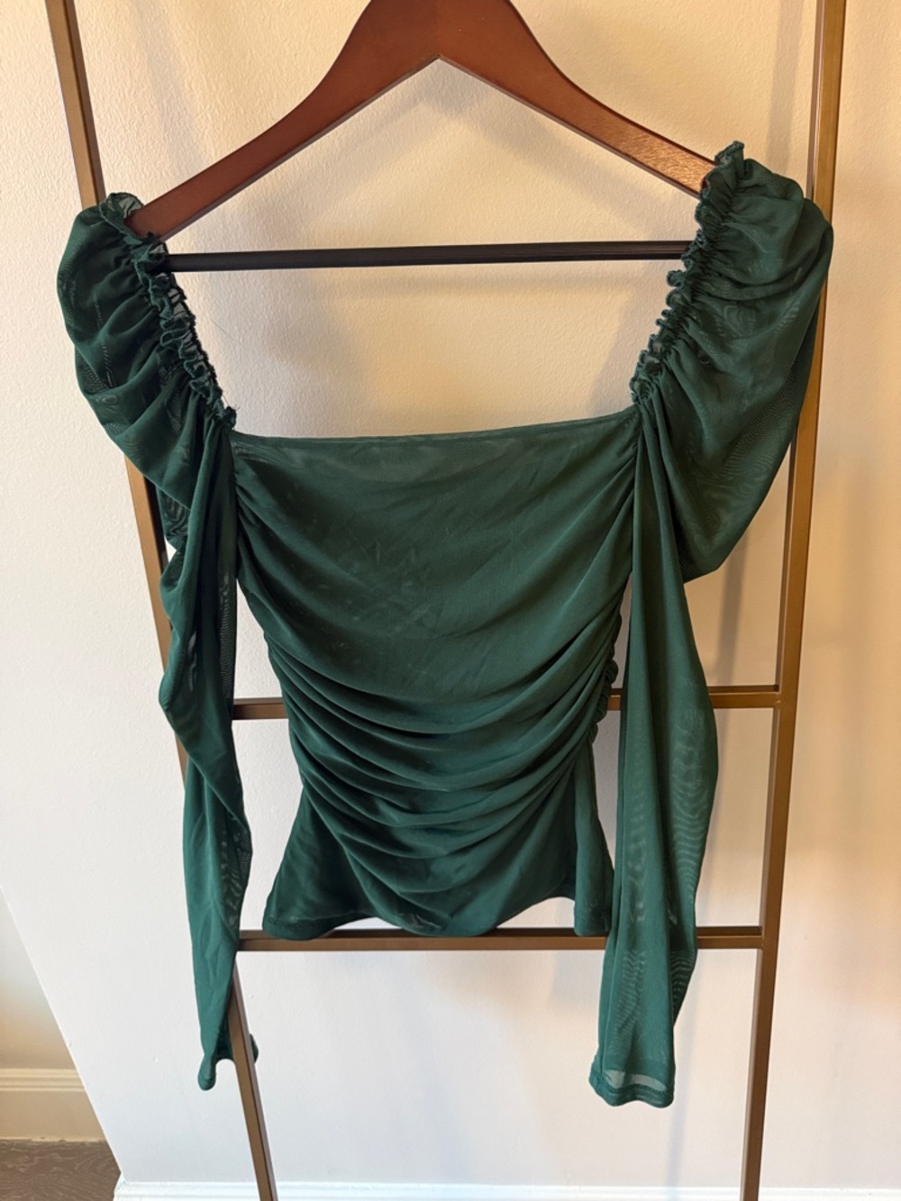 Forest Green Mesh Princess Top